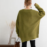 オーバーサイズVネックニットトップス