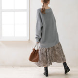 オーバーサイズVネックニットトップス