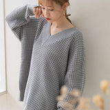 オーバーサイズVネックニットトップス