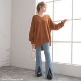 オーバーサイズVネックニットトップス