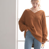 オーバーサイズVネックニットトップス