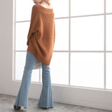 オーバーサイズVネックニットトップス