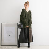 オーバーサイズVネックニットトップス