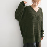 オーバーサイズVネックニットトップス