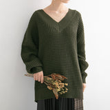オーバーサイズVネックニットトップス