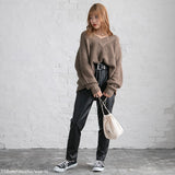 オーバーサイズVネックニットトップス