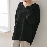 オーバーサイズVネックニットトップス