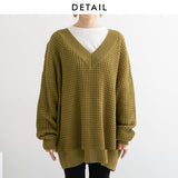 オーバーサイズVネックニットトップス