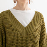 オーバーサイズVネックニットトップス