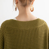 オーバーサイズVネックニットトップス