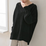 オーバーサイズVネックニットトップス