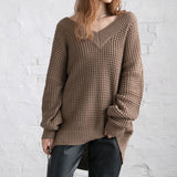 オーバーサイズVネックニットトップス