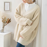 オーバーサイズVネックニットトップス