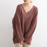 オーバーサイズVネックニットトップス