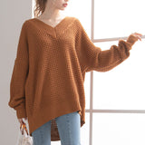 オーバーサイズVネックニットトップス