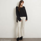 ダメージニットトップス