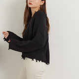 ダメージニットトップス