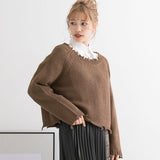 ダメージニットトップス