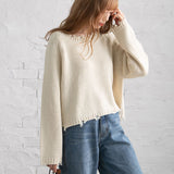 ダメージニットトップス