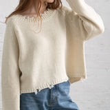 ダメージニットトップス