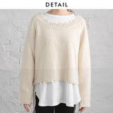 ダメージニットトップス