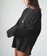 アルパカタッチボートネックリブニット