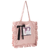 ディア&マイのフリルサテントートバッグ