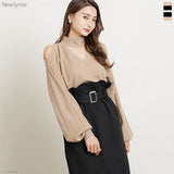 チョーカーカットニットドッキングワンピース