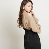 チョーカーカットニットドッキングワンピース