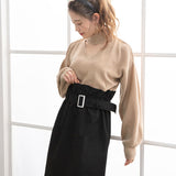 チョーカーカットニットドッキングワンピース