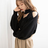 チョーカーカットニットドッキングワンピース