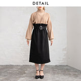 チョーカーカットニットドッキングワンピース