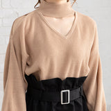 チョーカーカットニットドッキングワンピース