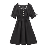 シャーリングハートボタンワンピース