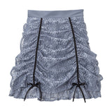 レース重ねギャザーフリルスカート