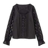 【メール便】フロントレースアップリボンブラウス