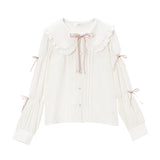 丸襟パワショルブラウス