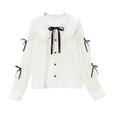 丸襟パワショルブラウス