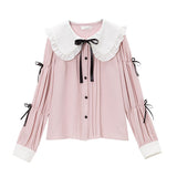 丸襟パワショルブラウス