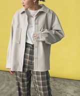 フェイクレザーオーバーサイズシャツジャケット