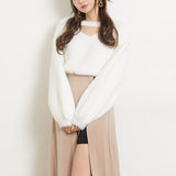 チョーカーデザインシャギーニットトップス【H】