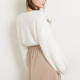 チョーカーデザインシャギーニットトップス【H】