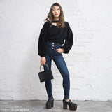 チョーカーデザインシャギーニットトップス【H】