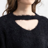 チョーカーデザインシャギーニットトップス【H】
