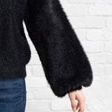 チョーカーデザインシャギーニットトップス【H】