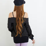 サイドレースオフショルシャツゆるピタ