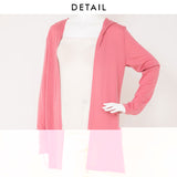 バックレースアップフードカーディガン