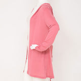 バックレースアップフードカーディガン