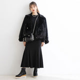 パールボタン付きニットトップス【H】