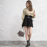 パールボタン付きニットトップス【H】